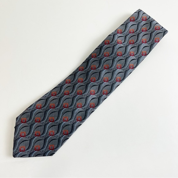 Kolte Italy Other - Kolte Italy Mens Tie Necktie Gray Red Geometric Hand Made Silk